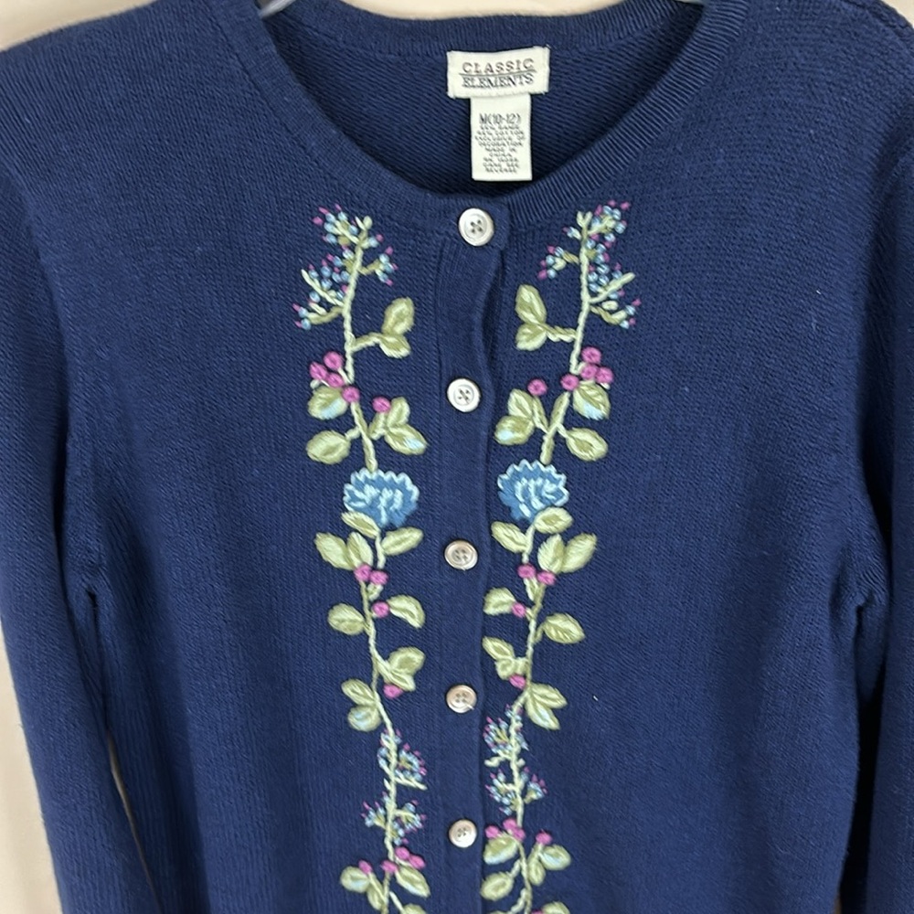 Vintage Classic Elements Navy Embroidered Cardiga… - image 2